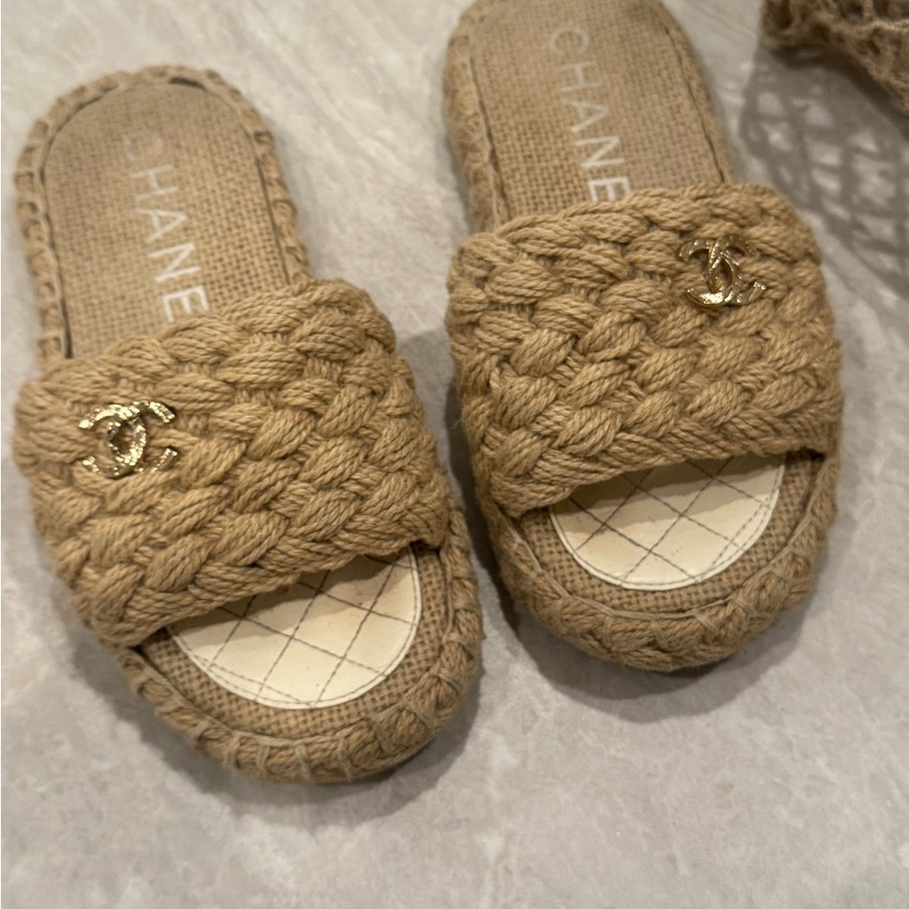 CHANEL Beige Braided Women's Sandals - Picture 9 of 14